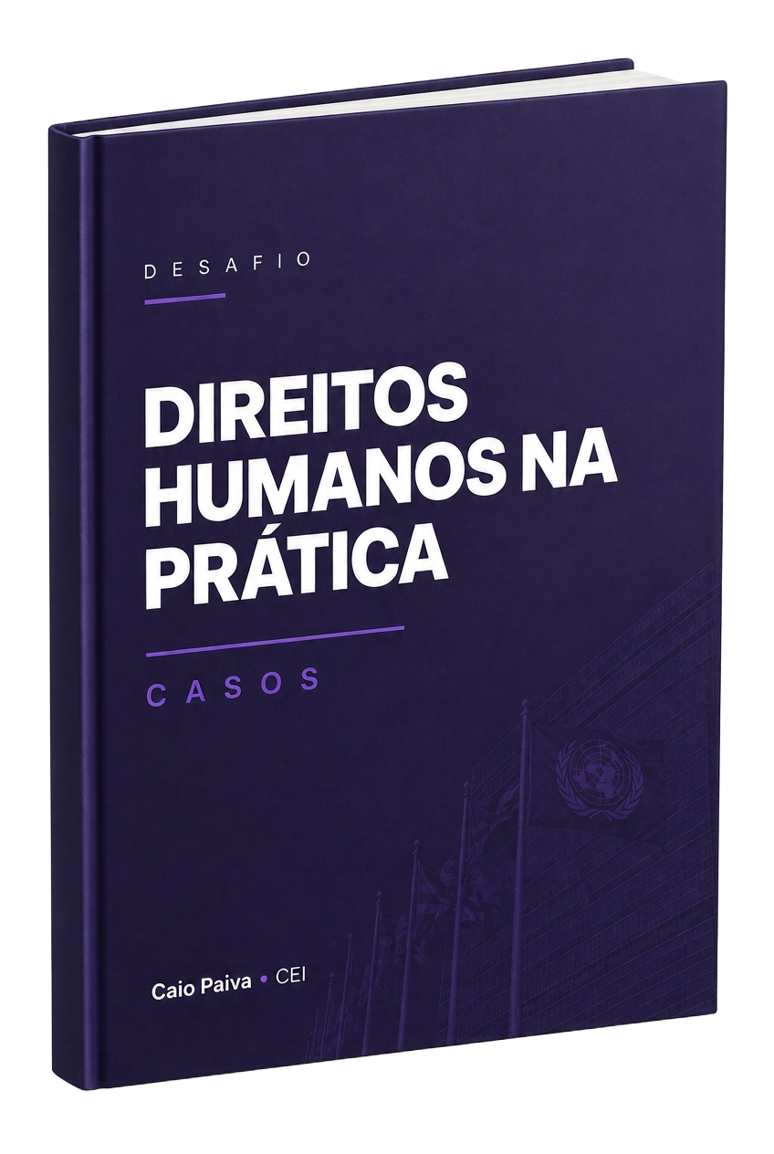 Mockup do material do Desafio Direitos Humanos na Prática com os casos